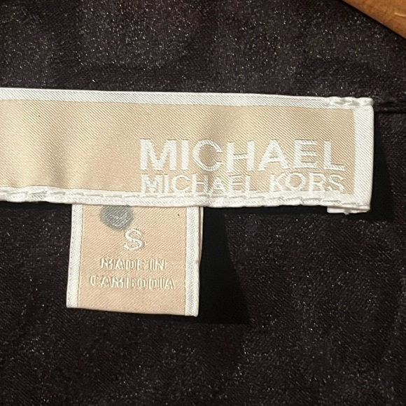 Michael Michael Kors Textured Satin Button-Down Boyfriend Shirt Sz Small Bow Tie - Picture 6 of 7